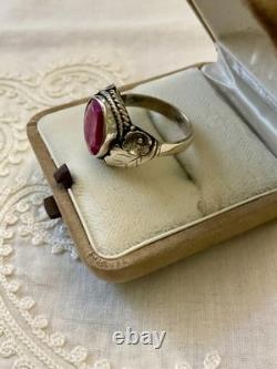 Antique Solid Silver Ring Crafted with Imposing Genuine Ruby