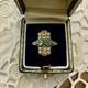 Antique Solid Silver Ring, Emerald, Citrine, And Fine Pearls