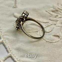 Antique Solid Silver Ring, Emerald, Citrine, and Fine Pearls
