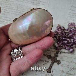 Antique Solid Silver Rosary Box with Mother of Pearl XIXth Century