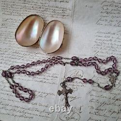 Antique Solid Silver Rosary Box with Mother of Pearl XIXth Century