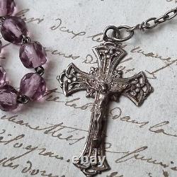 Antique Solid Silver Rosary Box with Mother of Pearl XIXth Century