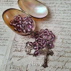 Antique Solid Silver Rosary Box with Mother of Pearl XIXth Century