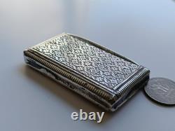 Antique Solid Silver Snuff Box Export France 19th Century