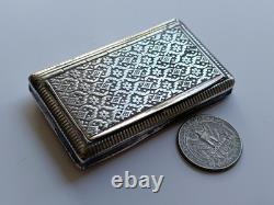 Antique Solid Silver Snuff Box Export France 19th Century