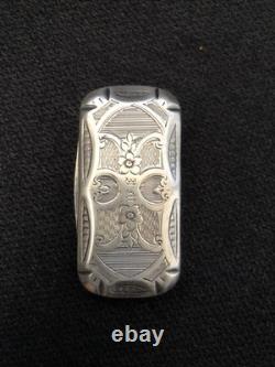 Antique Solid Silver Snuffbox with Ironwork Decoration in Which