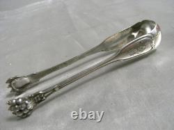 Antique Solid Silver Sugar Tongs, Minerva Hallmark, Monogrammed, 48 g