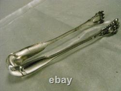 Antique Solid Silver Sugar Tongs, Minerva Hallmark, Monogrammed, 48 g