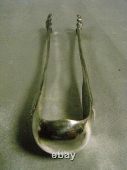 Antique Solid Silver Sugar Tongs, Minerva Hallmark, Monogrammed, 48 g