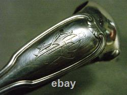 Antique Solid Silver Sugar Tongs, Minerva Hallmark, Monogrammed, 48 g
