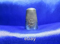 Antique Solid Silver Thimble – The Monkey and the Cat