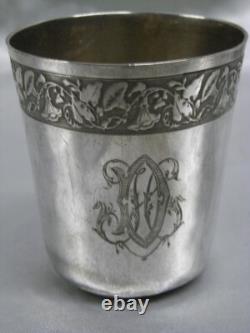 Antique Solid Silver Timbale Minerva Cup Curon Glass 62.30 g