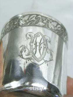 Antique Solid Silver Timbale Minerva Cup Curon Glass 62.30 g