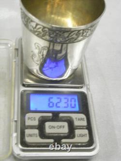 Antique Solid Silver Timbale Minerva Cup Curon Glass 62.30 g