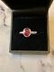 Antique Solid Silver/white Gold Solitaire Ruby Genuine Ring Size 55