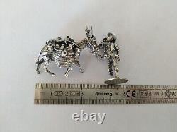 Antique Solid Sterling Silver Figurine of a Shepherd and Donkey Statuette