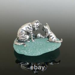 Antique Solid Sterling Silver Miniature Cat Kitten Figurine Display Subject