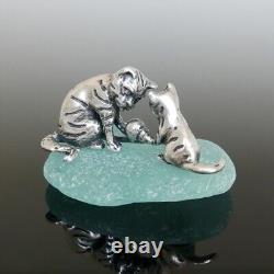 Antique Solid Sterling Silver Miniature Cat Kitten Figurine Display Subject