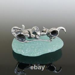 Antique Solid Sterling Silver Miniature Cat Kitten Figurine Display Subject