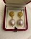 Antique Sterling Silver Vermeil Earrings With A Huge Pink Pearl