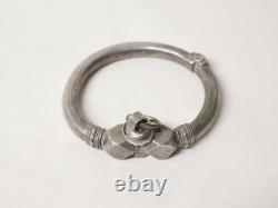 Antique Superb Heavy Rajasthan Bracelet in Solid Silver, Ethnic Tribal, 19th Century
