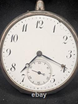 Antique Swiss Pocket Watch Solid Silver Needs Servicing