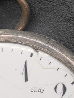 Antique Swiss Pocket Watch Solid Silver Needs Servicing