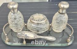 Antique Toilet Set in Crystal and Solid Silver. Baccarat, St Louis