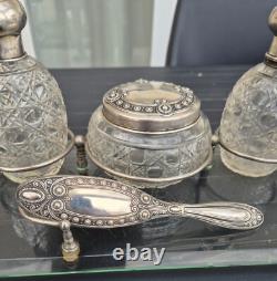 Antique Toilet Set in Crystal and Solid Silver. Baccarat, St Louis