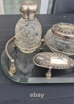 Antique Toilet Set in Crystal and Solid Silver. Baccarat, St Louis