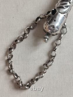 Antique Torah Yad Reading Hand in Solid Silver with Stamped Decoration 37.5g