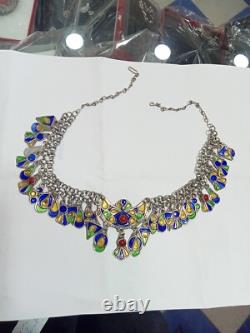 Antique Traditional Enamelled Solid Silver Necklace