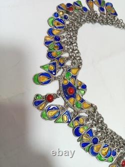 Antique Traditional Enamelled Solid Silver Necklace