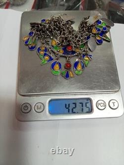 Antique Traditional Enamelled Solid Silver Necklace
