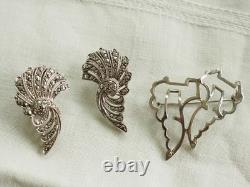 Antique Transformable Jewelry Silver Solid Duet Earrings Brooch Antique Transformable Jewelry Silver Solid Duet Earrings Brooch