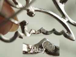 Antique Transformable Jewelry Silver Solid Duet Earrings Brooch