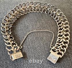 Antique Turquoise Bracelet in Solid Silver, 925 Stamp Mexico