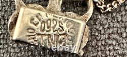 Antique Turquoise Bracelet in Solid Silver, 925 Stamp Mexico
