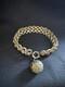 Antique Two-tone Solid Silver Curb Bracelet With Charm Ref. J889