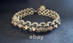 Antique Two-Tone Solid Silver Curb Bracelet with Charm Ref. J889