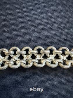 Antique Two-Tone Solid Silver Curb Bracelet with Charm Ref. J889