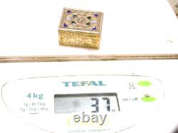 Antique Vermeil Box Set Gold on Solid Silver Enamel Russian 84