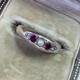 Antique Vermeil Garter Ring With Ruby, Fine Pearl & Vintage Zircons, 19th Century
