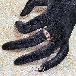Antique Vermeil Garter Ring with Ruby, Fine Pearl & Vintage Zircons, 19th Century