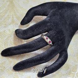 Antique Vermeil Garter Ring with Ruby, Fine Pearl & Vintage Zircons, 19th Century