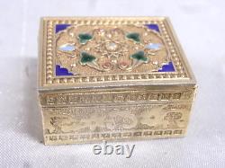 Antique Vermeil Gold Box on Solid Silver with Russian Enamel 84