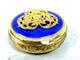 Antique Vermeil Gold Over Solid Silver Blue Enamel Box