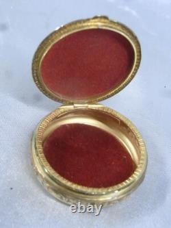 Antique Vermeil Gold over Solid Silver Blue Enamel Box