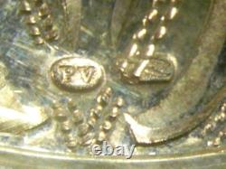 Antique Vermeil Gold over Solid Silver Blue Enamel Box