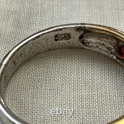 Antique Vermeil Silver Ring with Rare Pink Garnet Haute Couture Design